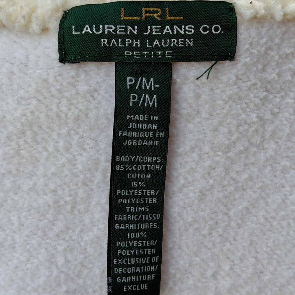 Ralph Lauren Sherpa Shawl Collar Fleece Blazer Jacket Women SZ PM Duffle Button‎ - Picture 4 of 13